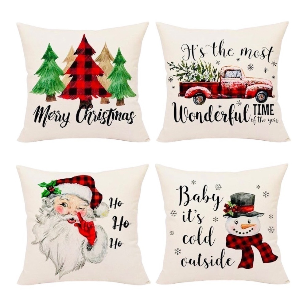 Christmas Rustic Pillow Covers 4 Pack